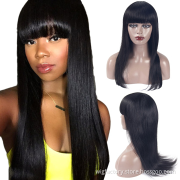 Brazilian straight lace front wig 100% human hair,human hair wig with bang,straight wig human hair Pre Plucked